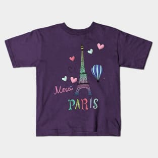 Colorful Paris Art Kids T-Shirt